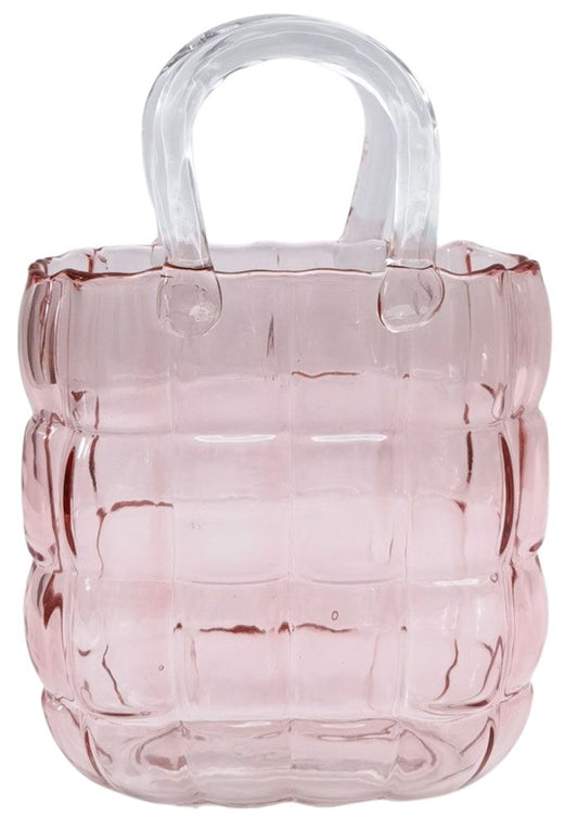 Handbag Glass Vase- Pink