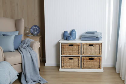 Rattan Storage Unit 4 Drawer Horizontal