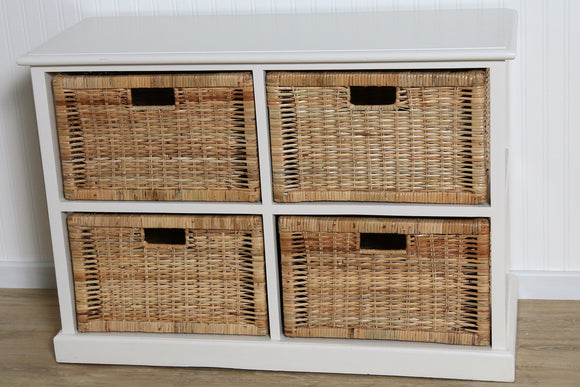 Rattan Storage Unit 4 Drawer Horizontal