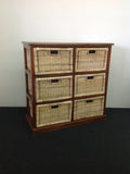 Rattan Storage Unit 6 Drawer Vertical