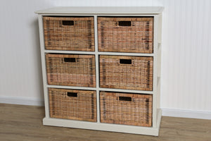 Rattan Storage Unit 6 Drawer Vertical